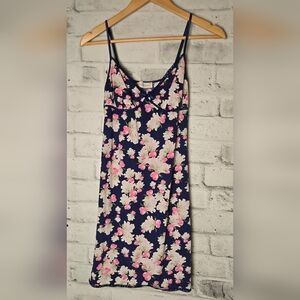 Peter Alexander Floral Slip Dress - Medium Navy Pink Roses